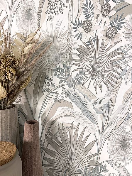 Newroom Vliestapete, Beige Tapete Modern Dschungel günstig online kaufen