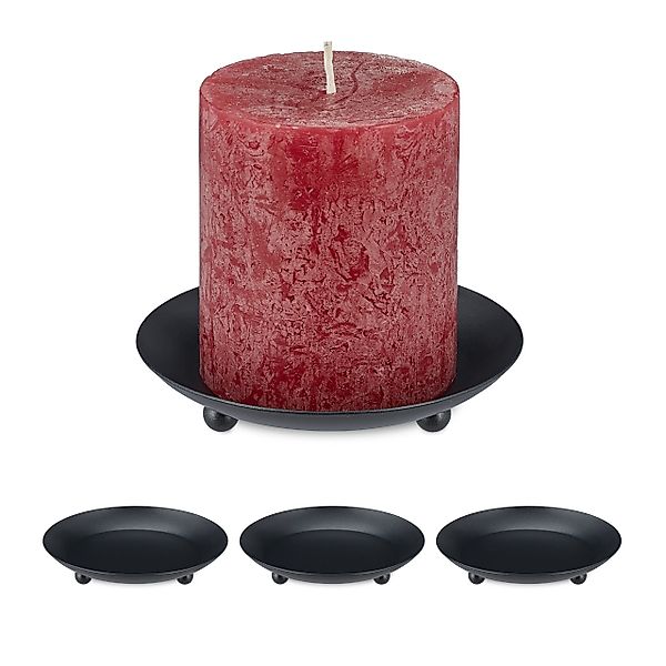 relaxdays Kerzenhalter Kerzenständer Stumpenkerzen 4er Set günstig online kaufen