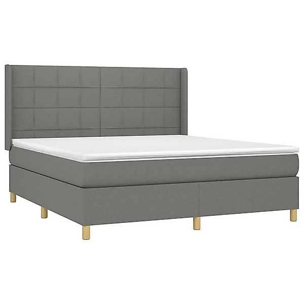 vidaXL Bett Boxspringbett mit Matratze & LED Dunkelgrau 160x200 cm Stoff günstig online kaufen