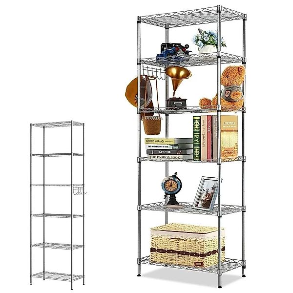 LUCKZON Standregal, 6 Etagen Metallregal, 54x29x160/175 günstig online kaufen