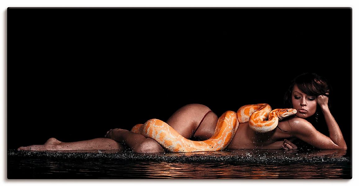 Artland Leinwandbild "Frau in Wasser liegend mit Python", Frau, (1 St.), au günstig online kaufen