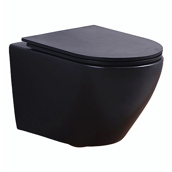 Glasdeals Wand-WC Spülrandlos inkl. SoftClose Sitz Matt Schwarz WHR 6075 günstig online kaufen