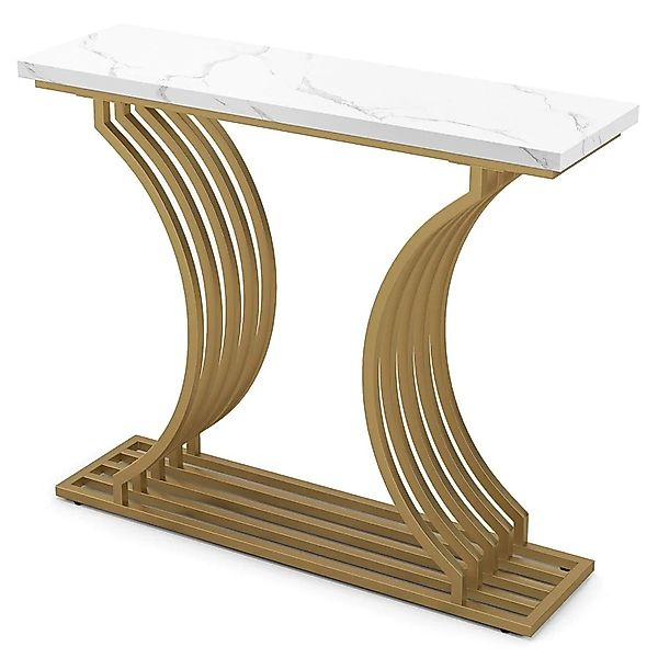 Costway Konsolentisch Gold Eingangstisch mit Weißer Tischplatte günstig online kaufen