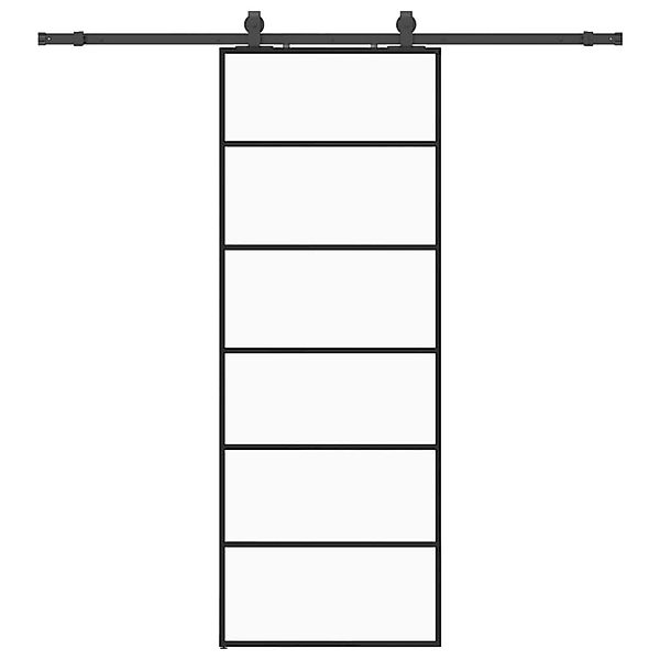 vidaXL Schiebetür mit Beschlag Schwarz 76x205 cm ESG-Glas 3375847 günstig online kaufen