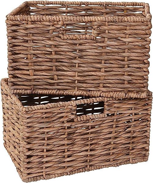VIVANNO Regalkorb Wasserhyazinthe KIRA 2er Set Rechteckig - Natur Geflochte günstig online kaufen