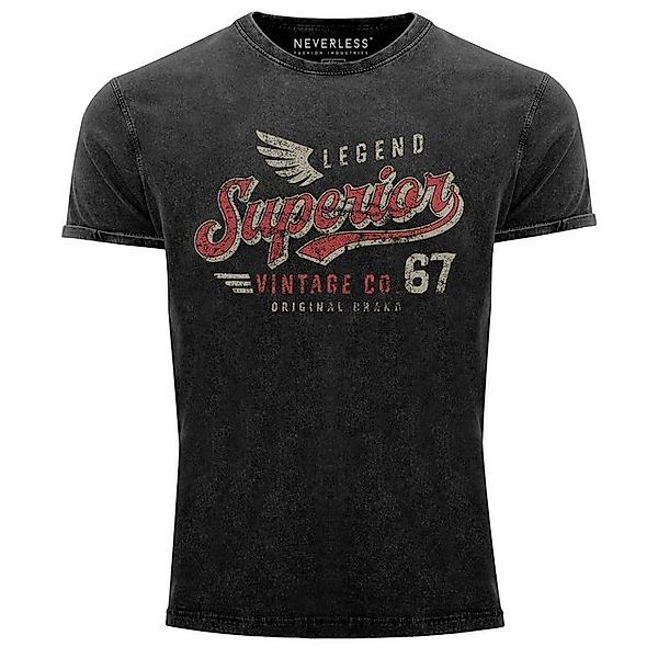 Neverless Print-Shirt Herren Vintage Shirt Retro Motiv Schriftzug Superior günstig online kaufen