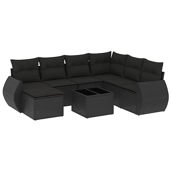vidaXL 8-Tlg Garten-Sofagarnitur mit Kissen Schwarz Poly Rattan 3254042 günstig online kaufen