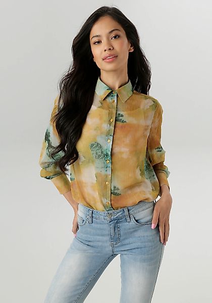 Aniston SELECTED Hemdbluse, aus leicht transparentem Chiffon - NEUE KOLLEKT günstig online kaufen
