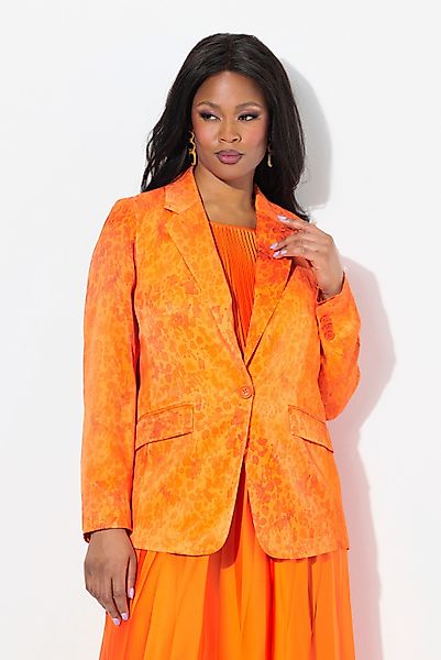 Ulla Popken Blusenblazer Satin-Blazer gemustert Reverskragen günstig online kaufen
