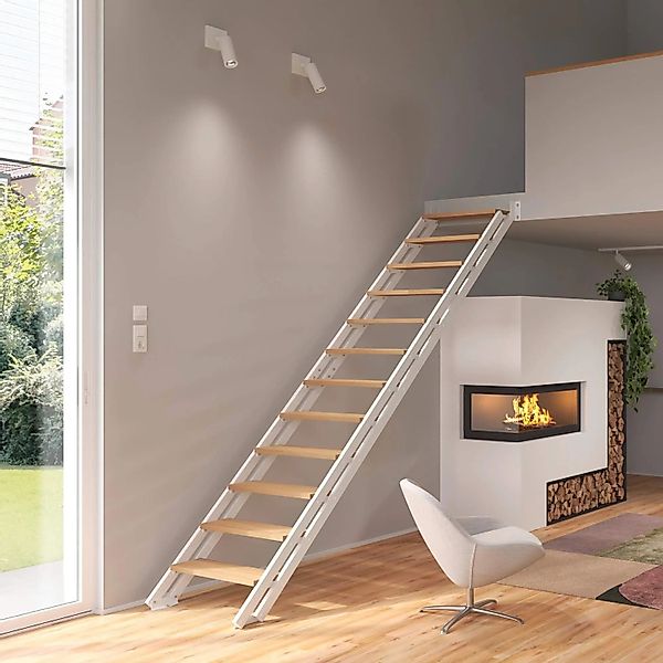 Treppen Intercon Raumspartreppe London Stahlwangentreppe Polar-Weiß mit Stu günstig online kaufen