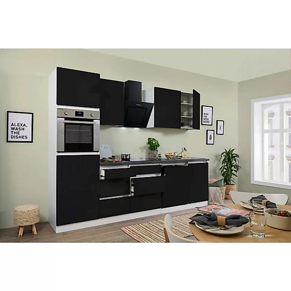 Respekta Küchenblock Premium schwarz hochglänzend B/H/T: ca. 280x220,5x60 c günstig online kaufen