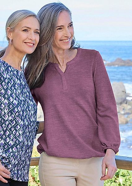 GOLDNER Longshirt Elegante Bluse mit Zierblende, Rundhals Flauschige Bluse günstig online kaufen