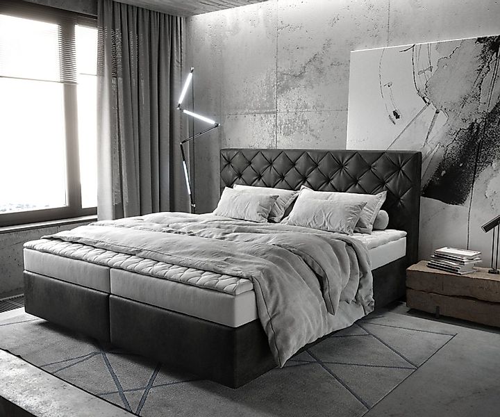 DELIFE Boxspringbett Dream-Great, Mikrofaser Anthrazit Vintage 180x200 cm m günstig online kaufen