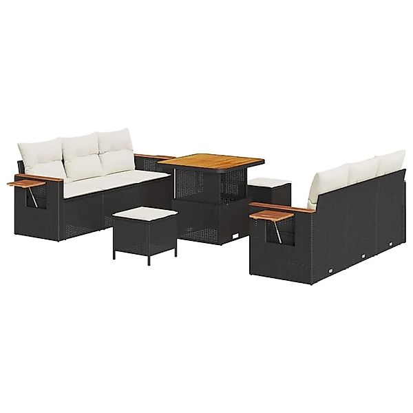 vidaXL Gartensofa-set mit Kissen 11-Tlg Schwarz und Creme Poly-Rattan 33650 günstig online kaufen