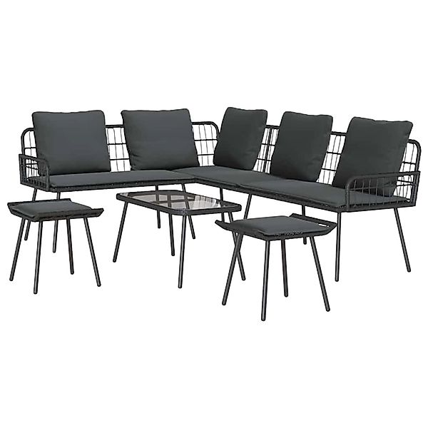 vidaXL Garten-Sofa-Set 4-Tlg Schwarz Poly Rattan 3328650 günstig online kaufen
