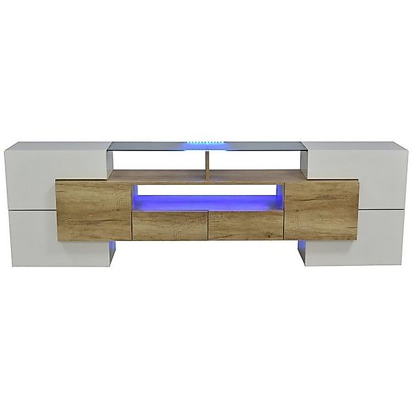 BlingBin TV-Schrank Lowboard, LED-Beleuchtung, hochglänzendes Weiß, 200 cm günstig online kaufen