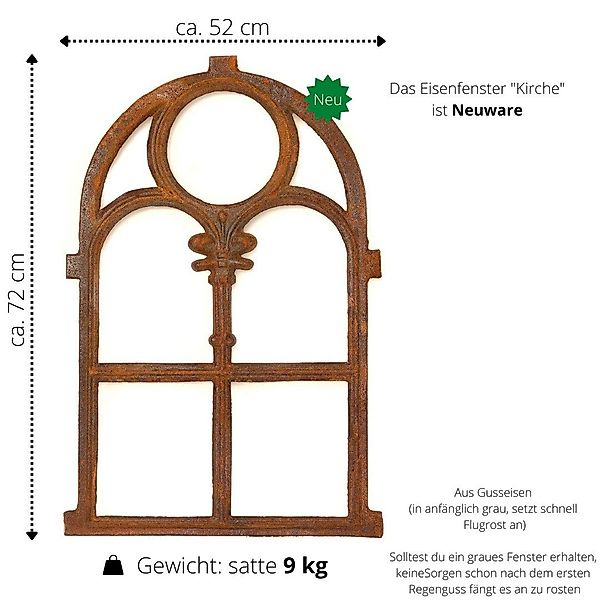 Antikas Fenster Eisenfenster, Stallfenster Kirchenfenster Rundbogen, günstig online kaufen