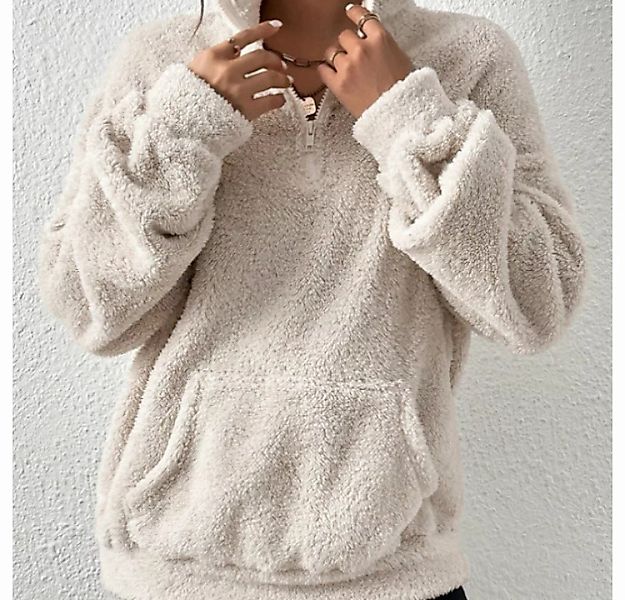 FIDDY Plüschjacke Damen-Plüsch-Sweatshirt-Freizeitjacke mit Stehkragen günstig online kaufen