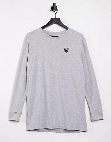 SikSilk – Langärmliges Sport-T-Shirt mit geradem Saum in Kalkgrau günstig online kaufen