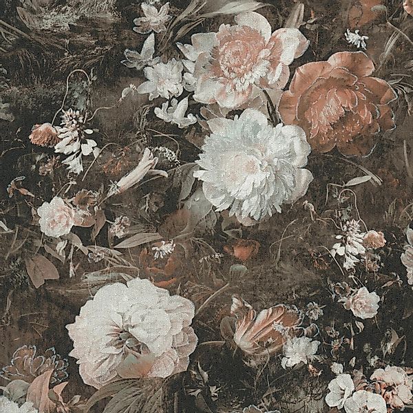 PROFHOME 388213-GU Blumen Tapete Floral schimmernd Braun Weiß Grau Beige 0, günstig online kaufen