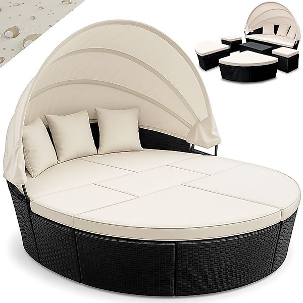 Polyrattan Sonneninsel Schwarz oval 226cm günstig online kaufen