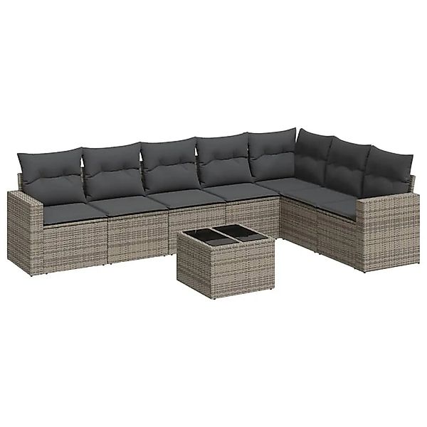 vidaXL 8-Tlg Garten-Sofagarnitur mit Kissen Grau Poly Rattan 3251397 günstig online kaufen