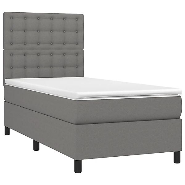 vidaXL Boxspringbett mit Matratze & LED Dunkelgrau 90x200 cm Stoff 3135166 günstig online kaufen