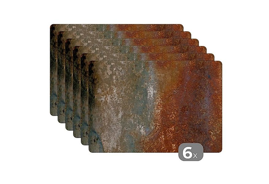 MuchoWow Platzset Stahl - Rost - Alt - Orange - Grau - Muster - Abstrakt, ( günstig online kaufen