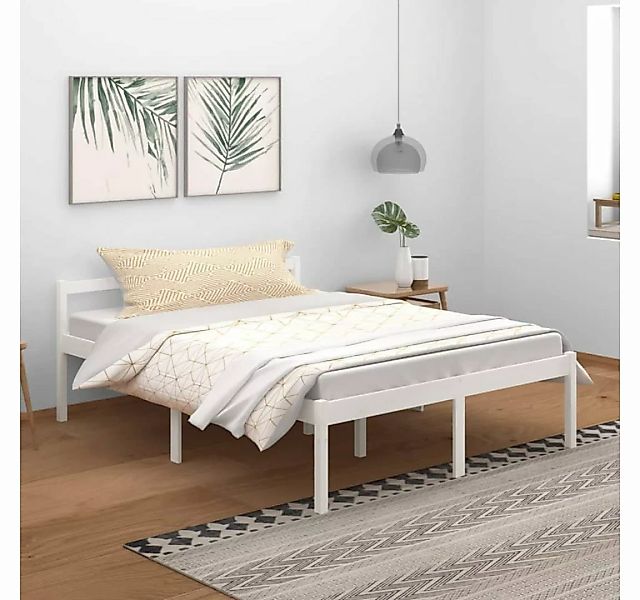 furnicato Bett Seniorenbett Weiß 150x200 cm Massivholz Kiefer günstig online kaufen