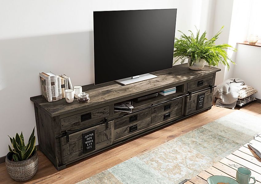 Massivmoebel24 TV-Board (TV-Board Mango 240x50x60 grau günstig online kaufen