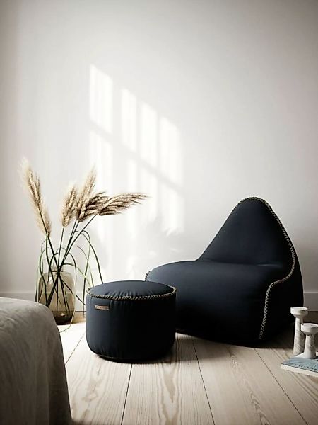 RETROit Cura Lounge Sitzsack mit Hocker – Nachhaltiges Sparset schwarz günstig online kaufen