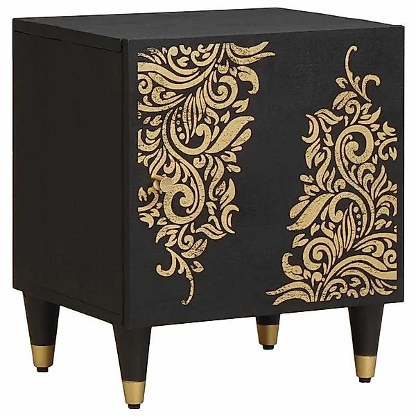 vidaXL Nachttisch mit Tür Schwarz 40 x 33 x 46 cm Massivholz Mango 4018804 günstig online kaufen