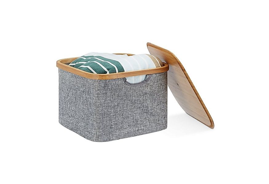 relaxdays Aufbewahrungskorb Stoff grau günstig online kaufen