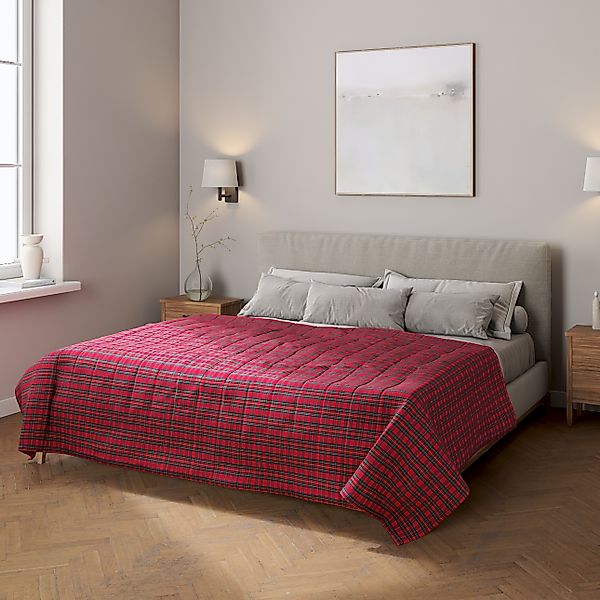 Tagesdecke mit Streifen-Steppung, rot-grün, Quadro (126-29) günstig online kaufen