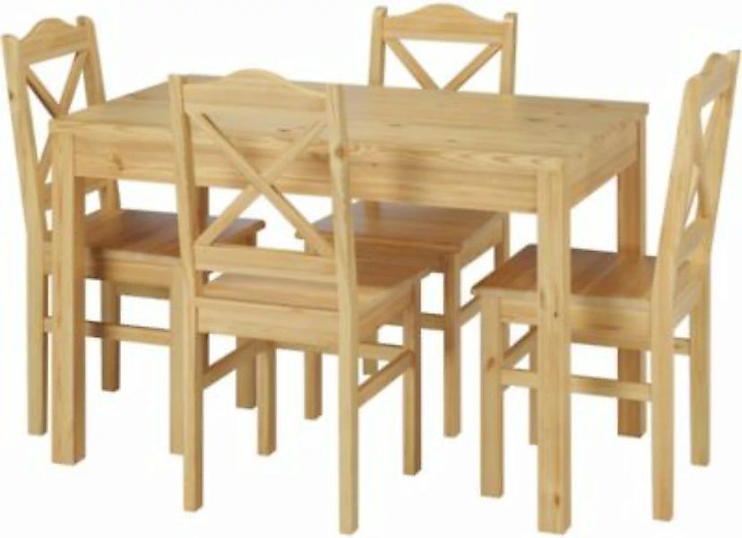 Erst-Holz® Esszimmergarnituren mit Tisch und 4 Stühle Kiefer Massivholz nat günstig online kaufen