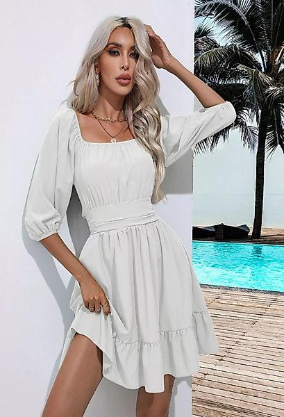 SEGUEN Sommerkleid Damen Daily Freizeitkleid Lange Ärmel (Kleid mit quadrat günstig online kaufen