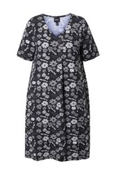 Ulla Popken Jerseykleid Jerseykleid Blüten A-Linie günstig online kaufen
