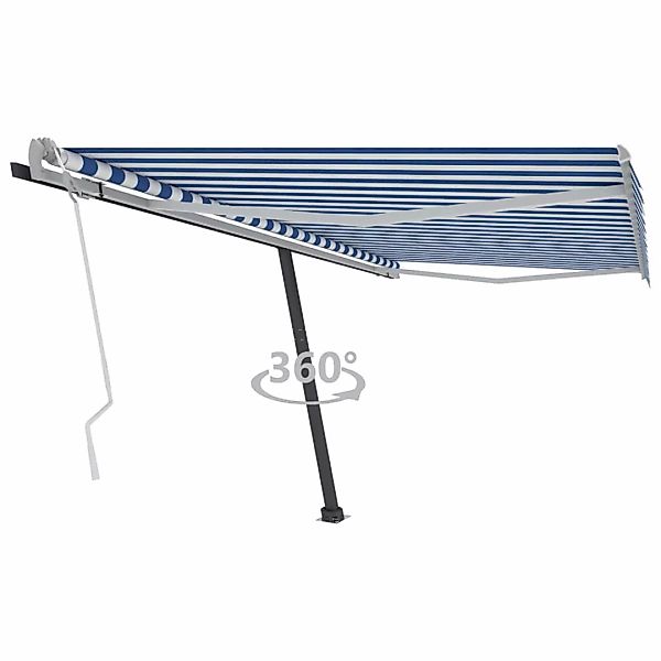 Standmarkise Einziehbar Handbetrieben 450x350 Cm Blau/weiß günstig online kaufen