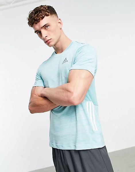 adidas Training – T-Shirt in Grün mit Farbverlauf und den 3 Streifen günstig online kaufen