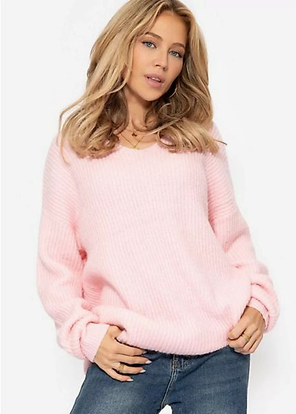 SASSYCLASSY Strickpullover Oversize Pullover Damen mit V-Ausschnitt Elegant günstig online kaufen