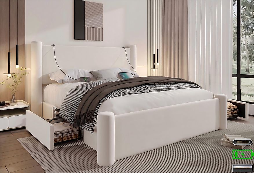LVHOM Stauraumbett 140x200cm/160x200cm Bettgestell, Doppelbett/Polsterbett/ günstig online kaufen