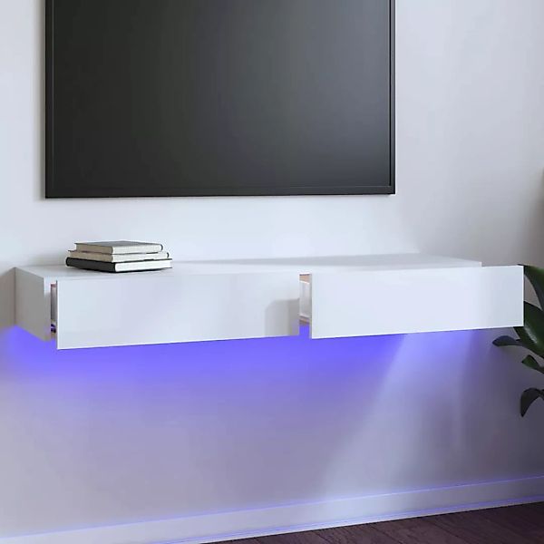 Vidaxl Tv-schrank Mit Led-leuchten Hochglanz-weiß 120x35x15,5 Cm günstig online kaufen