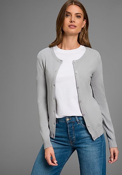 Laura Scott Strickjacke Feinstrick in Basic Fit mit Rundhals und Knopfleist günstig online kaufen