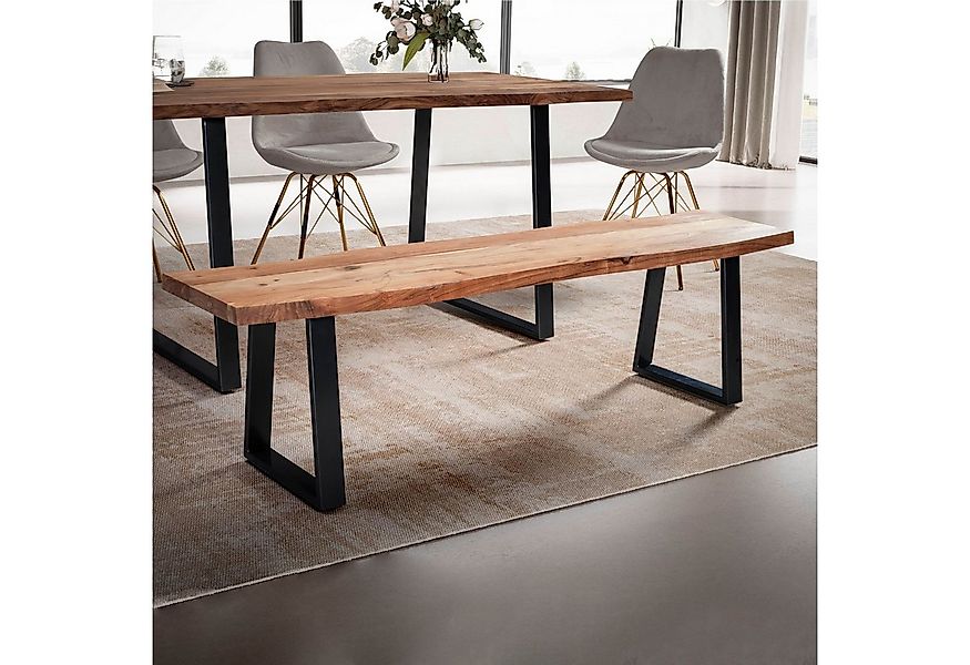 FINEBUY Essbank FB68387 Esszimmerbank Sitzbank Akazie Massivholz Baumkante günstig online kaufen