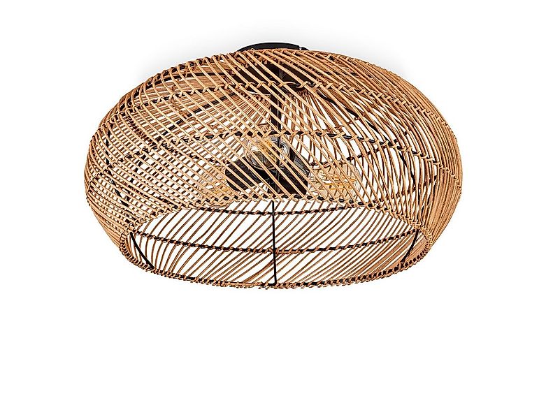 hofstein Deckenleuchte moderne Deckenlampe aus Metall/Rattan in Schwarz/Nat günstig online kaufen
