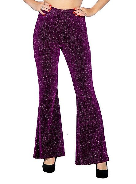 Metamorph Kostüm Disco Leggings für Damen purpur, 70er Jahre Schlaghose mit günstig online kaufen