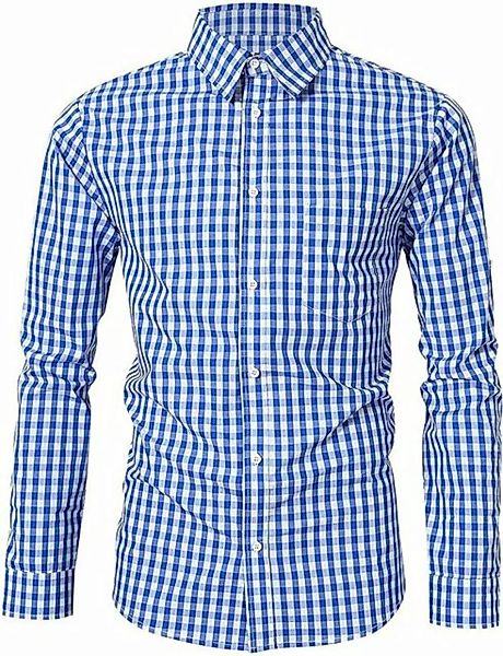 FIDDY Langarmhemd Traditionelles, schmal geschnittenes kariertes Herrenhemd günstig online kaufen
