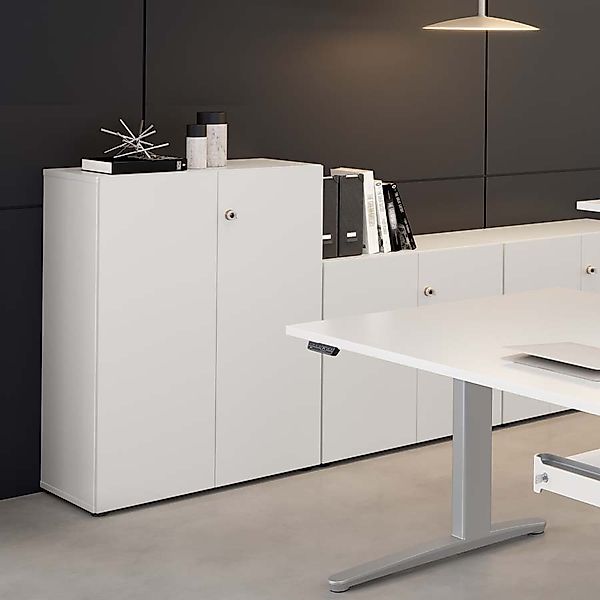 Flügeltürenschrank Aktenschrank STYLE - Breite 80 cm 3 Ordnerhöhen weiß günstig online kaufen