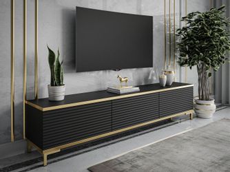 ALLHOUSE24 TV-Schrank RIVERA geriffelte Fronten goldene günstig online kaufen