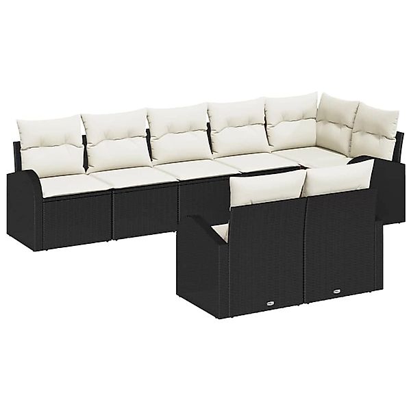 vidaXL Garten-Sofa-Set mit Kissen 8-Tlg Schwarz Weiß Poly Rattan 3354756 günstig online kaufen